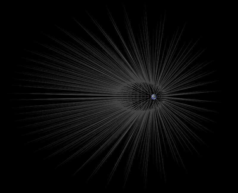 Така може да изглежда "брадата" от тъмна материя около Земята. © NASA/JPL-Caltech