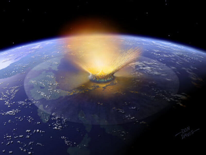 Когато астероидът който поразява планетата в Чиксулуб Мексико се забива