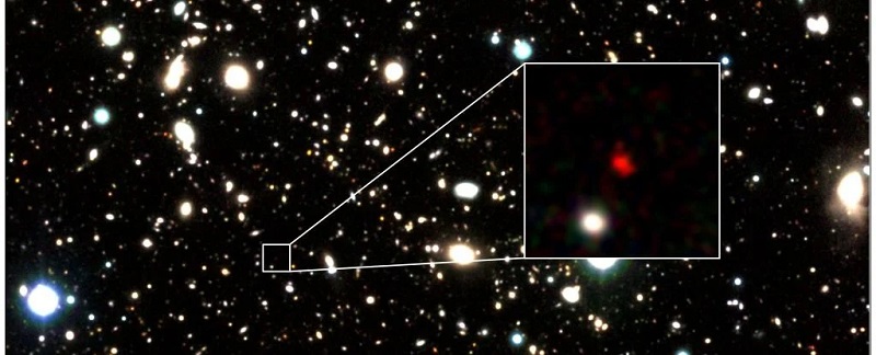 Светещ червен обект от ранната вселена беше идентифициран като най-отдалечената